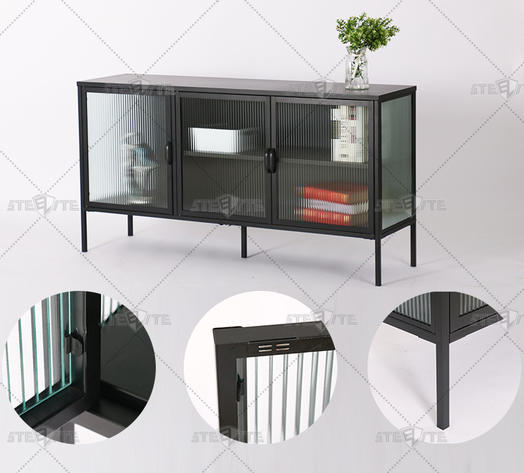 metal sideboard glass cabinet metal glass bookcase living room storage cabinet